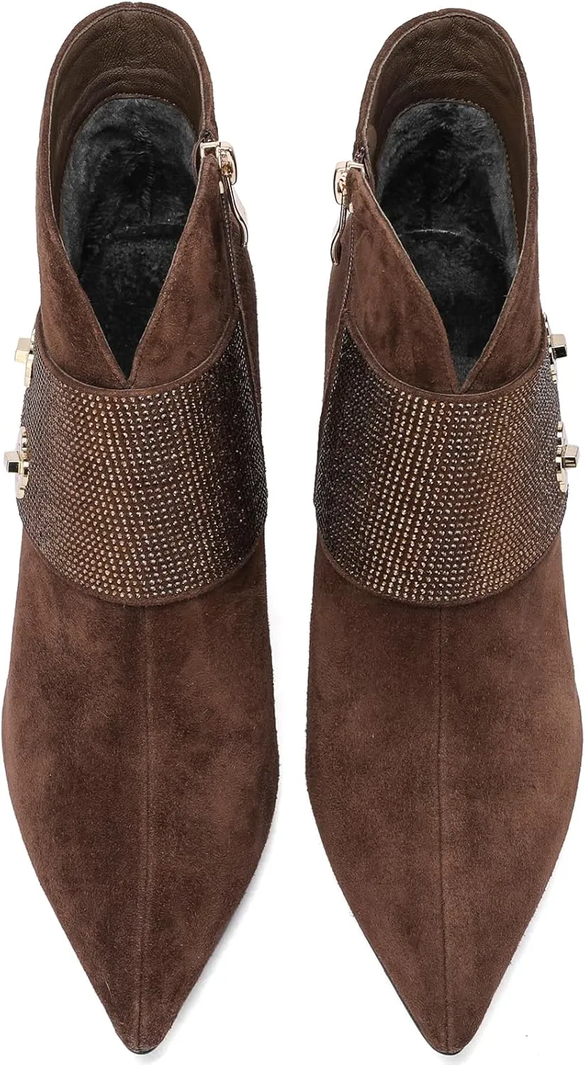 Faux Suede High Heel Boots for Women Stiletto Botas Para Mujer Dress Comfortable Sexy Pointed toe Elegantes Formal Prom Wedding Comfort Extra Wide Ladies Party Bootis