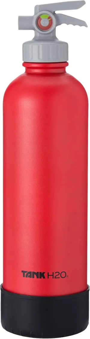 Fire Extinguisher Vacuum Insulated Water Bottle: Great Gift and Accessory for Firefighters | Holds 700mL | Food-Grade Stainless Steel Bottle, BPA-Free Cap, Silicone Boot (White)