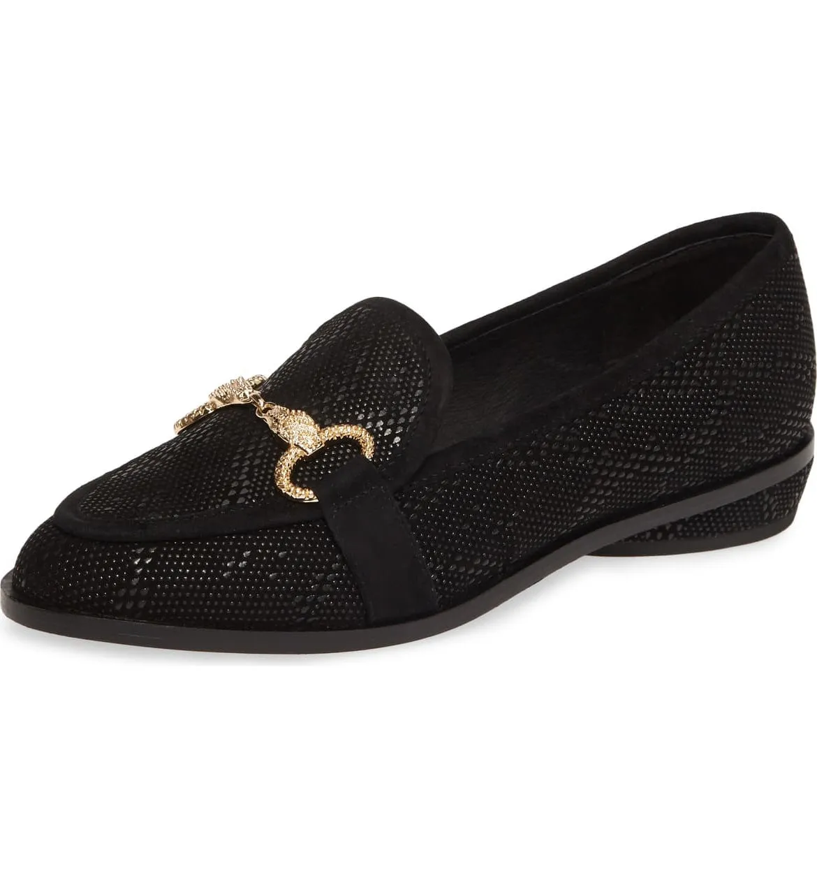 Flats Buckle Bit Expansive variety Gold On Black York Leather Christmas clearance Loafer Cecelia New Horse Slip FENTON
