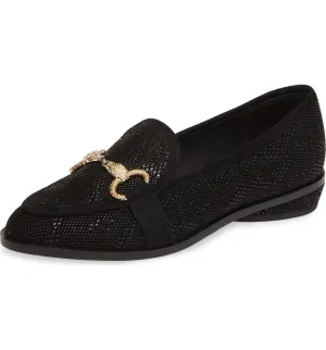Flats Buckle Bit Expansive variety Gold On Black York Leather Christmas clearance Loafer Cecelia New Horse Slip FENTON