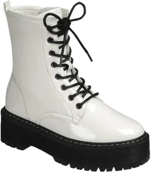 Forever Women Chunky Lug Sole Lace up Ankle Boot w/Side Zipper