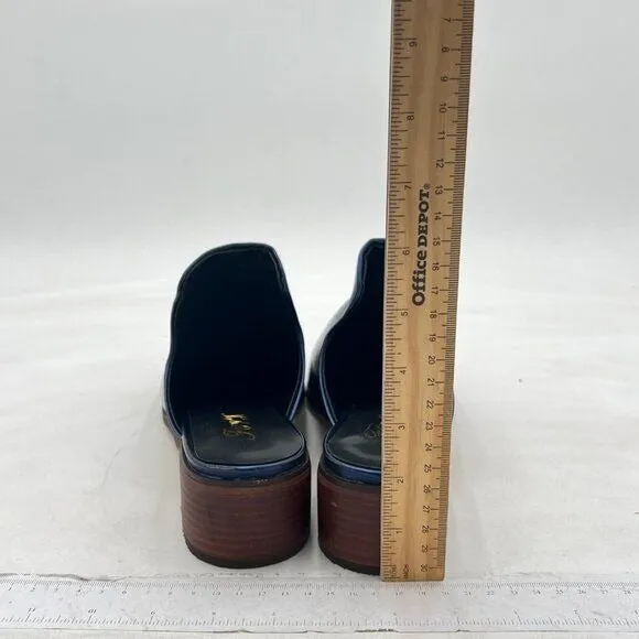 FOWT Round Closed Toe Mules Slip On Retro Loafer Low Chunky Block Thick Heel Sl