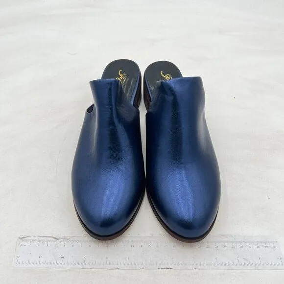 FOWT Round Closed Toe Mules Slip On Retro Loafer Low Chunky Block Thick Heel Sl