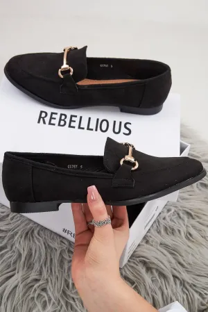 Front Seamless integration Metal Suede Hardware - Only today Black Loafers Faux Michelle