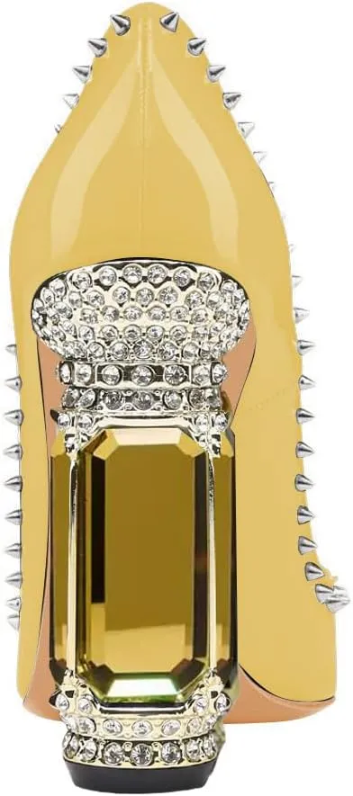 FSJ Women Bridal Pointed Toe Chunky Block High Heel Crystal Pumps Slip on Wedding Thick Comfort Evening Dress Studded Rivets Shoes Size 4-16 US