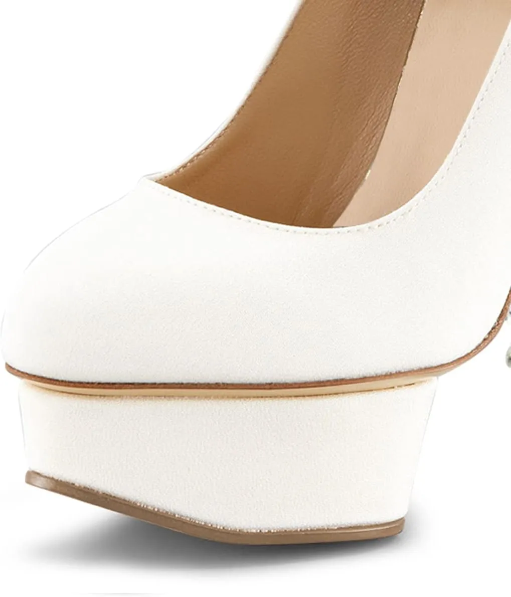 FSJ Women Cute Platform Pumps Suede Patchwork Crystal Chunky Block High Heel Closed Toe Party Prom Dress Shoes Size 4-15 US