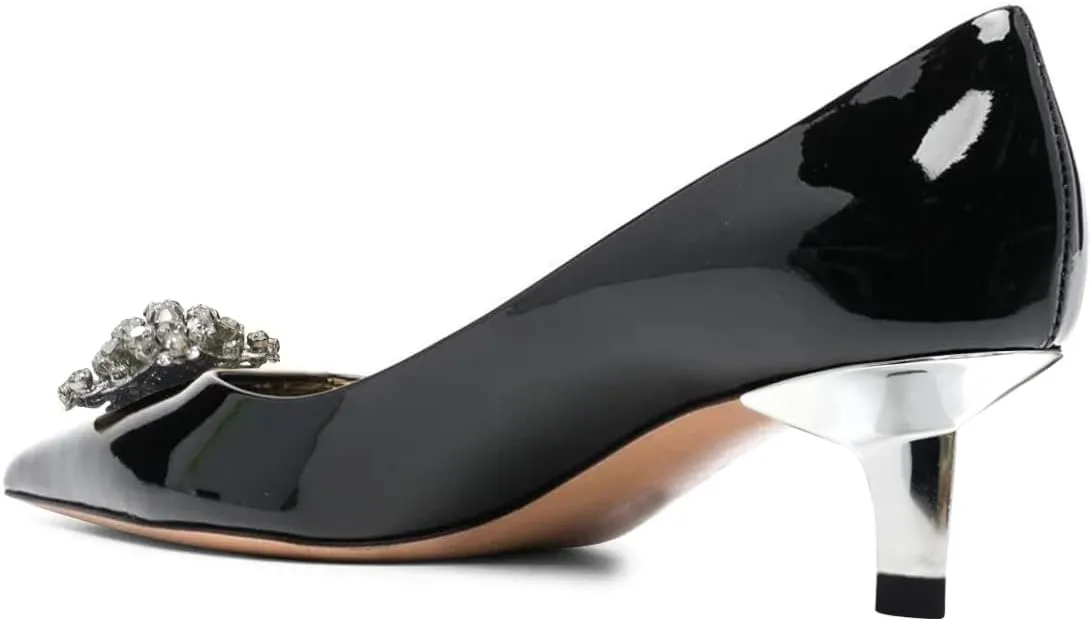 FSJ Women Pointed Toe Low Kitten Heel Pumps Studded Crystal Buckle Slip On Comfort Ladies Daily Dressy Shoes Size 4-15 US