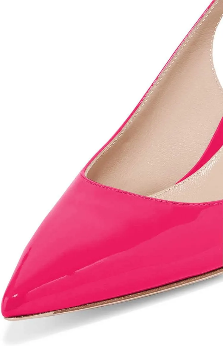 FSJ Women Pointed Toe Slingback Wedding Pumps Chunky Low Heel Rhinestone Sandals Crystal Dress Party Office Shoe with Buckle Size 4-15 M US