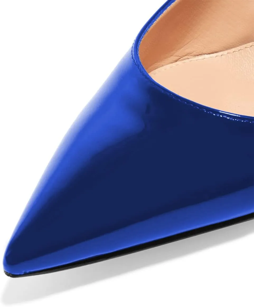 FSJ Women Pointed Toe Slingback Wedding Pumps Chunky Low Heel Rhinestone Sandals Crystal Dress Party Office Shoe with Buckle Size 4-15 M US