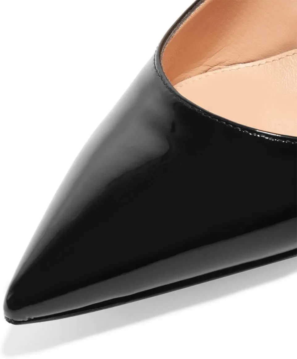 FSJ Women Pointed Toe Slingback Wedding Pumps Chunky Low Heel Rhinestone Sandals Crystal Heeled Dress Shoes Size 4-15 M US
