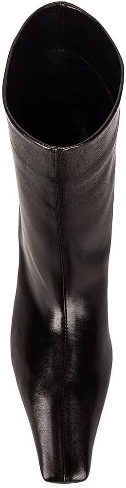 FSJ Women Square Toe Comfort Kitten Low Heel Ankle Boot Pull On Bootie Winter Faux Suede Casual Dressy Shoes Size 4-16 US