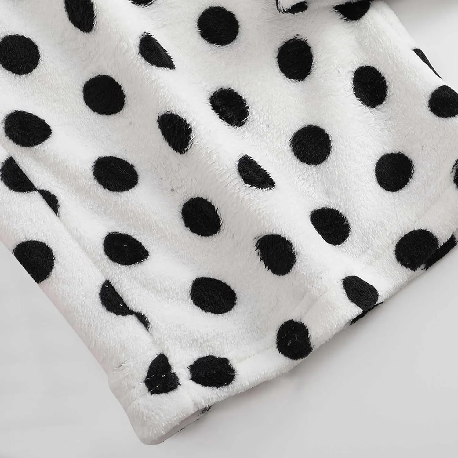 Fuzzy Flannel Pajama Pants for Women Comfy Soft Fluffy Plush Polka Dot Pj Pants High Waisted Wide Leg Lounge Pants