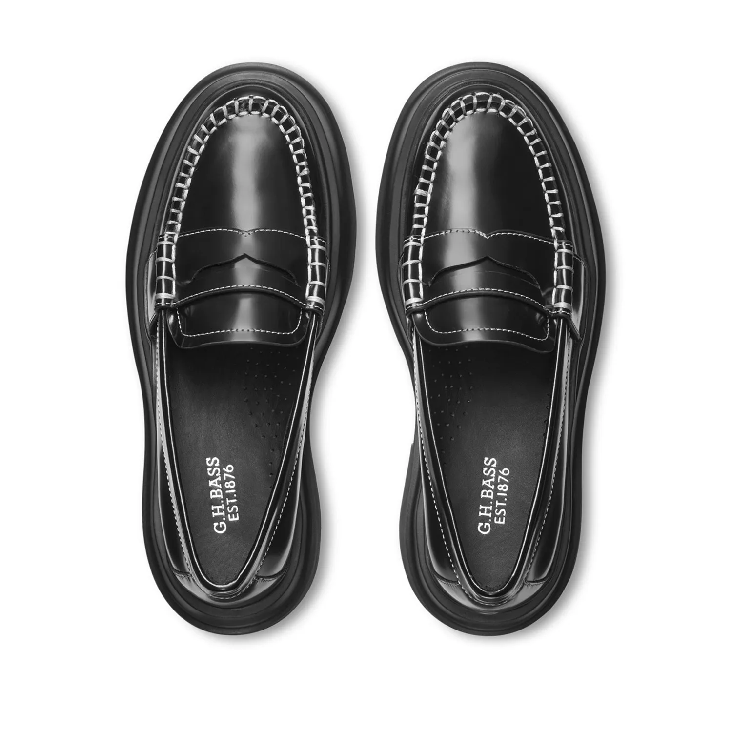 G.H. Bass Women's Platform Lug Loafer in Black