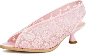 Gicoiz Bride Wedding Low Kitten Heel Peep Toe Slingback Pumps
