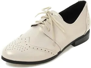 Gicoiz Office Oxfords Womens Lace Up Classic Low Heel Brogue Pumps