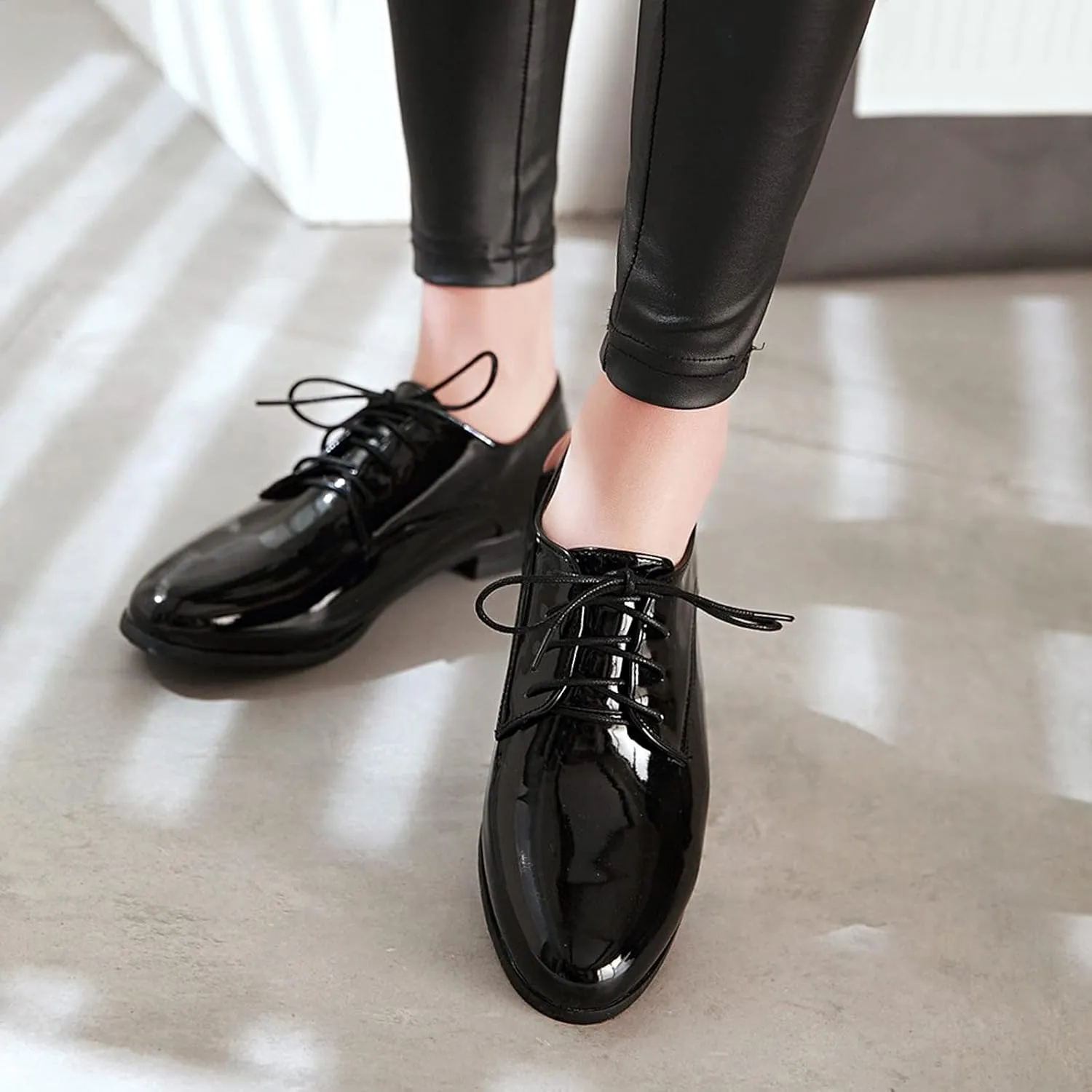 Gicoiz Office Oxfords Womens Lace Up Classic Low Heel Brogue Pumps