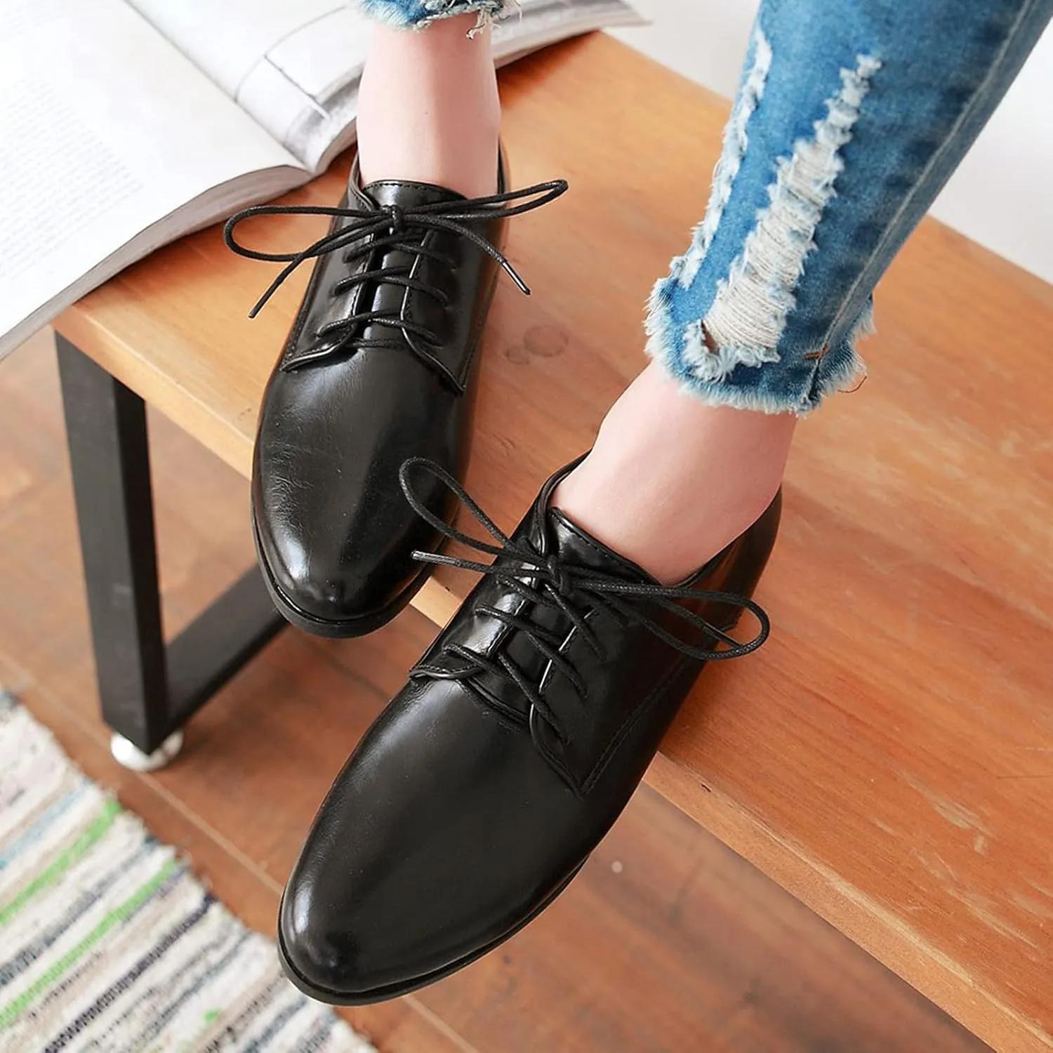 Gicoiz Office Oxfords Womens Lace Up Classic Low Heel Brogue Pumps