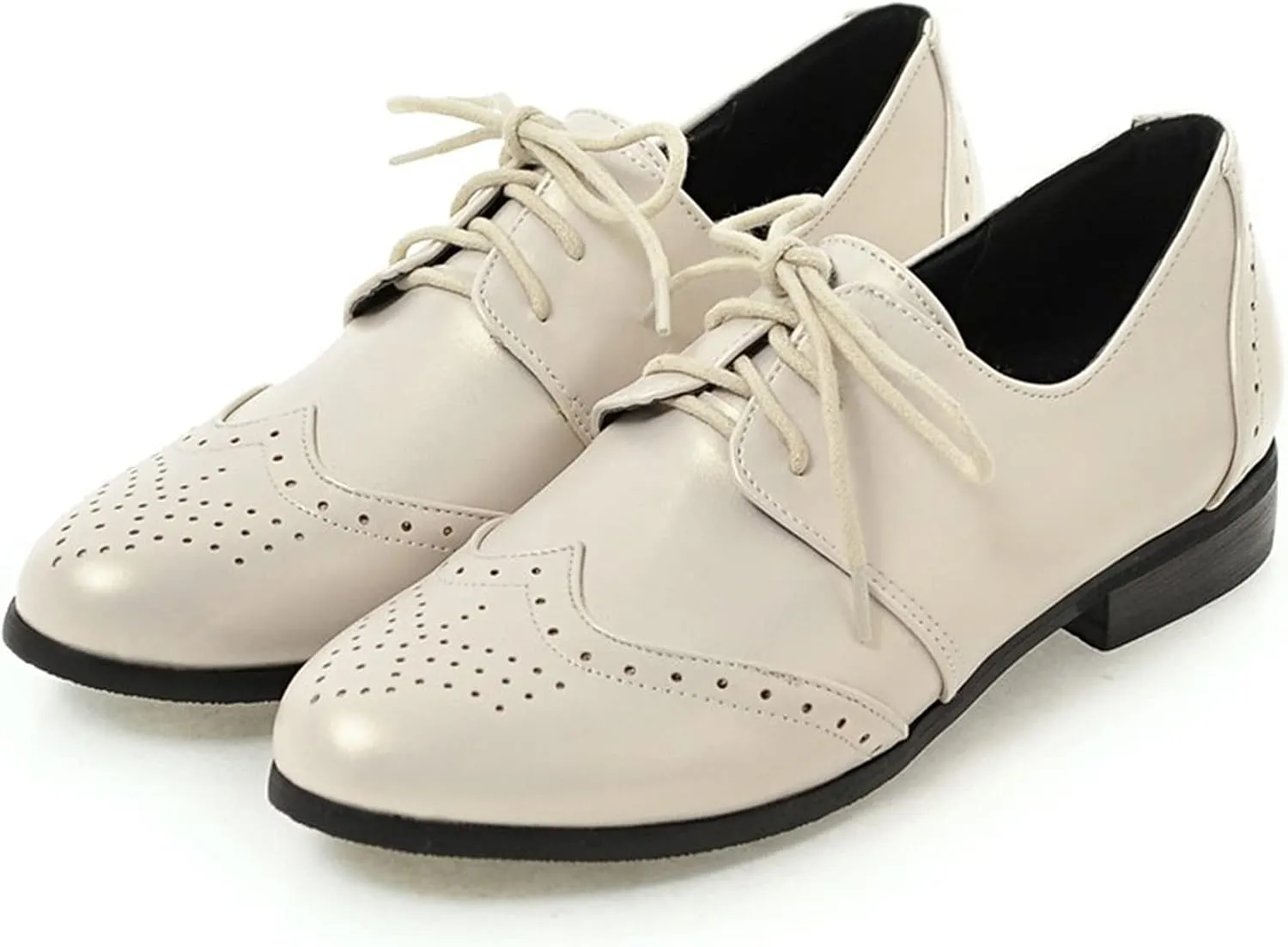 Gicoiz Office Oxfords Womens Lace Up Classic Low Heel Brogue Pumps