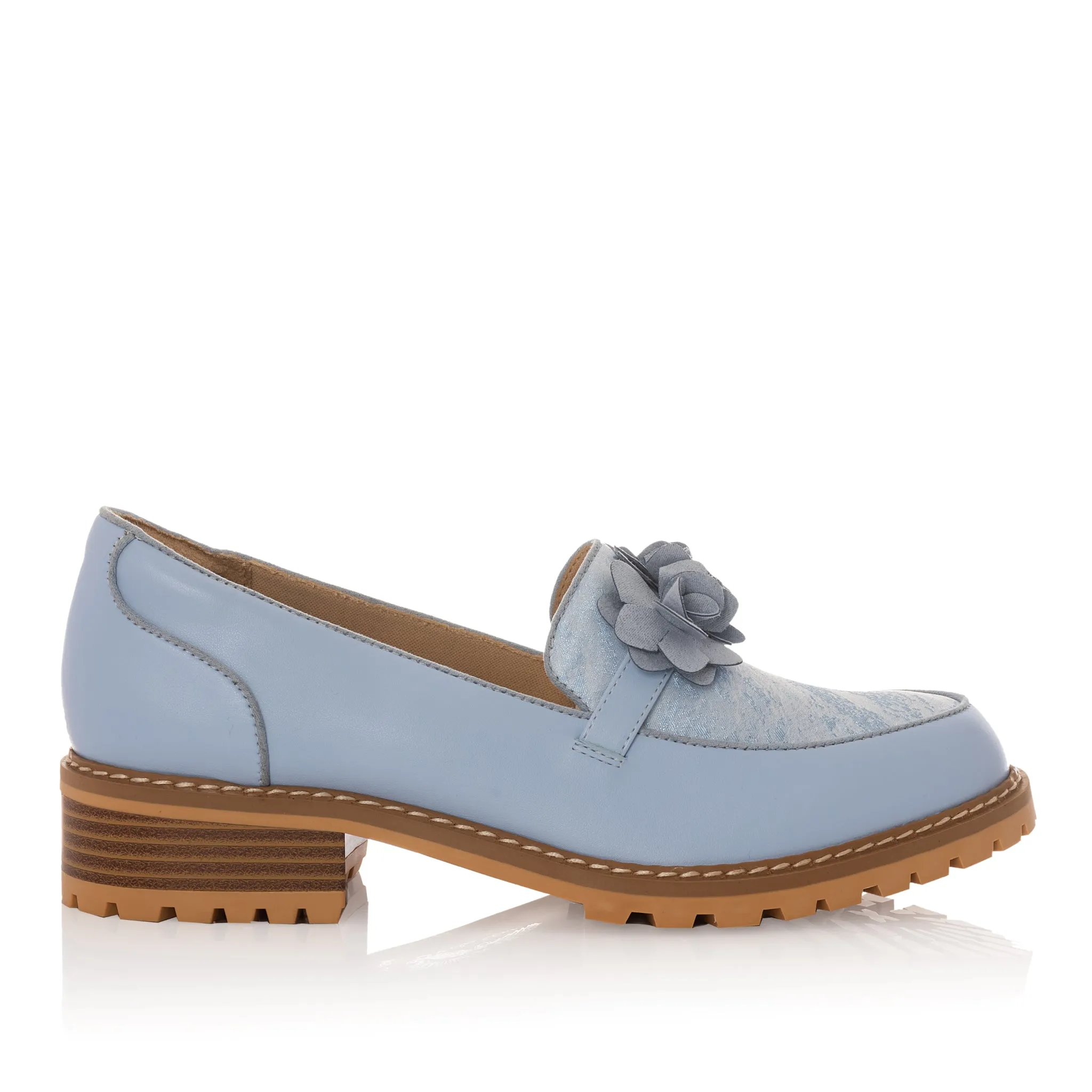 Gigi Powder Blue Chunky Loafer & Matching Toledo Bag by Ruby Shoo