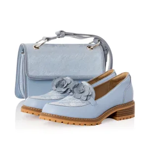 Gigi Powder Blue Chunky Loafer & Matching Toledo Bag by Ruby Shoo