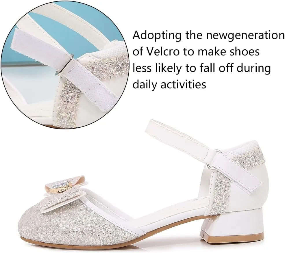 Girls Dress Shoes Wedding Low Heel Glitter Prom Shoes