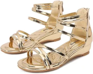 Girls Low Heel Chunky Sandals Wedding Dress Pumps Shoes