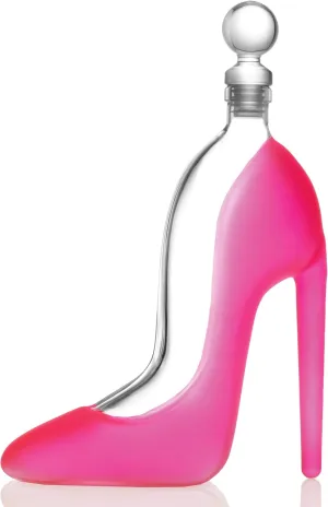 Godinger Whiskey Decanter, High Heel Whiskey Decanter, Pink Liquor Decanter, Wine Decanter Carafe, Runway Collection, 22oz