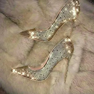 Gold Crystal Bling Pumps