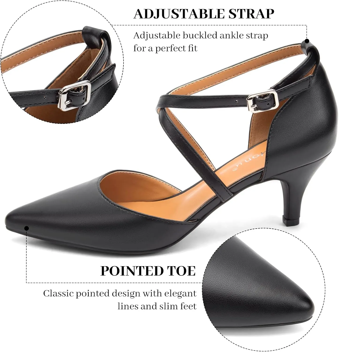 Greatonu Women's Low Heel Pumps Pointed Toe Bridal Wedding Party Kitten Heel Pump Shoes