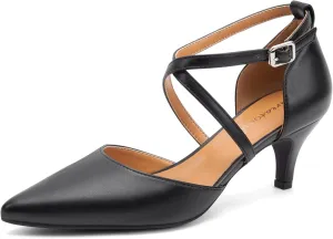 Greatonu Women's Low Heel Pumps Pointed Toe Bridal Wedding Party Kitten Heel Pump Shoes