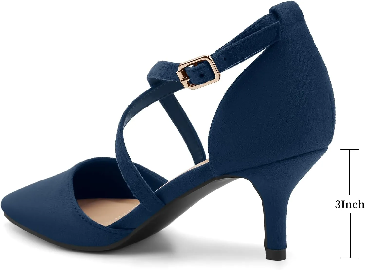 Greatonu Women's Low Heel Pumps Pointed Toe Bridal Wedding Party Kitten Heel Pump Shoes