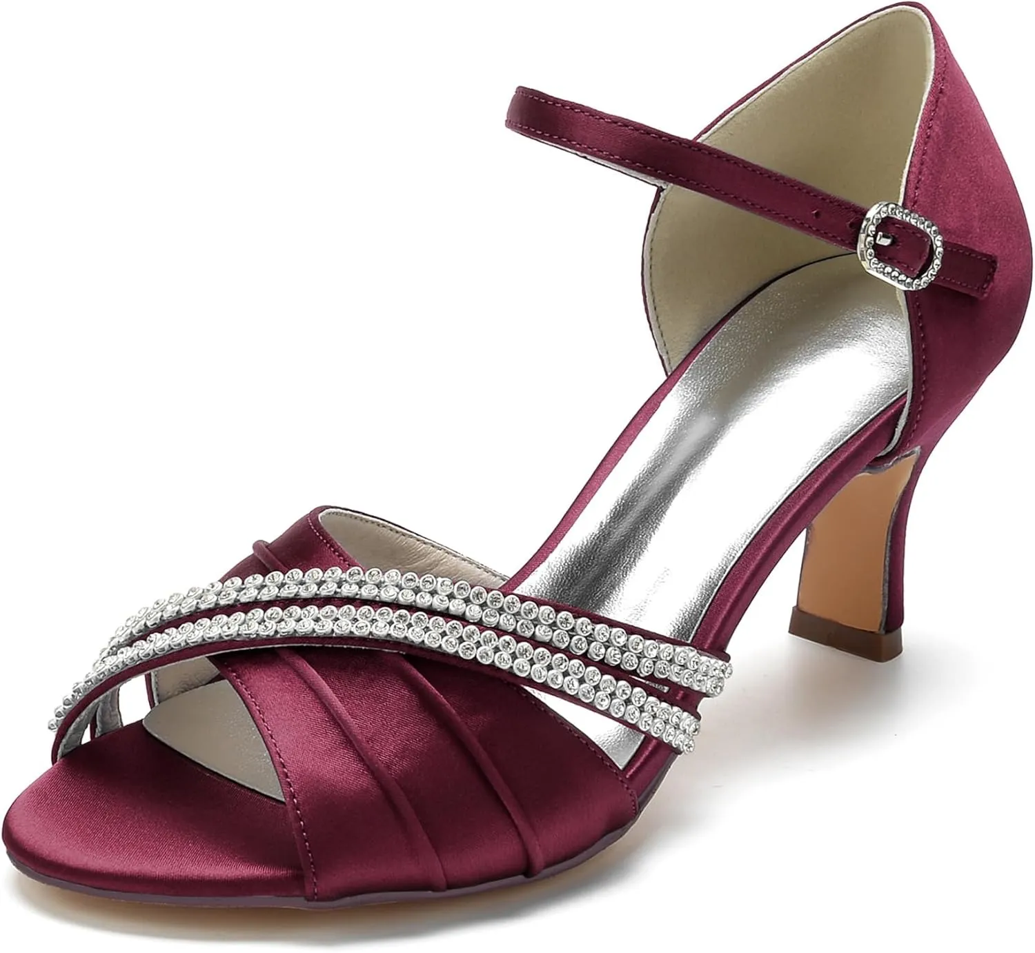 Hanfike Party Sandals for Women Rhinestones Low Heel Wedding Evening Shoes JY107