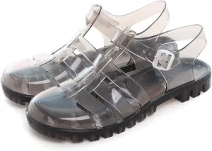 Hee grand Crystal Jelly Heel Sandals For Women Summer Beach Jelly Shoes