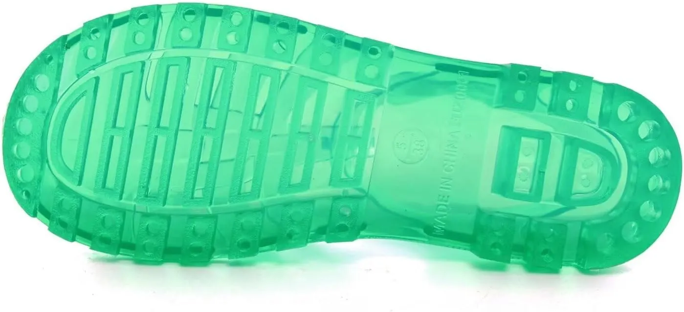 Hee grand Crystal Jelly Heel Sandals For Women Summer Beach Jelly Shoes