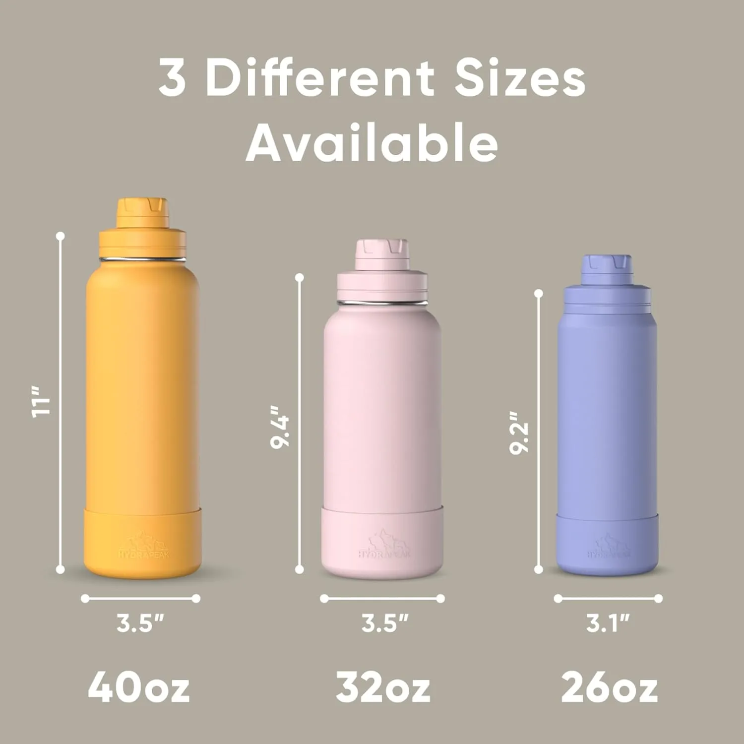 Hydrapeak 26oz Sport Insulated Water Bottle with Chug Lid, Leak & Spill Proof, Keeps Drinks Cold for 24 Hours, Hot for 12 Hours, Premium Stainless Steel Water Bottles (26oz, Ivory)