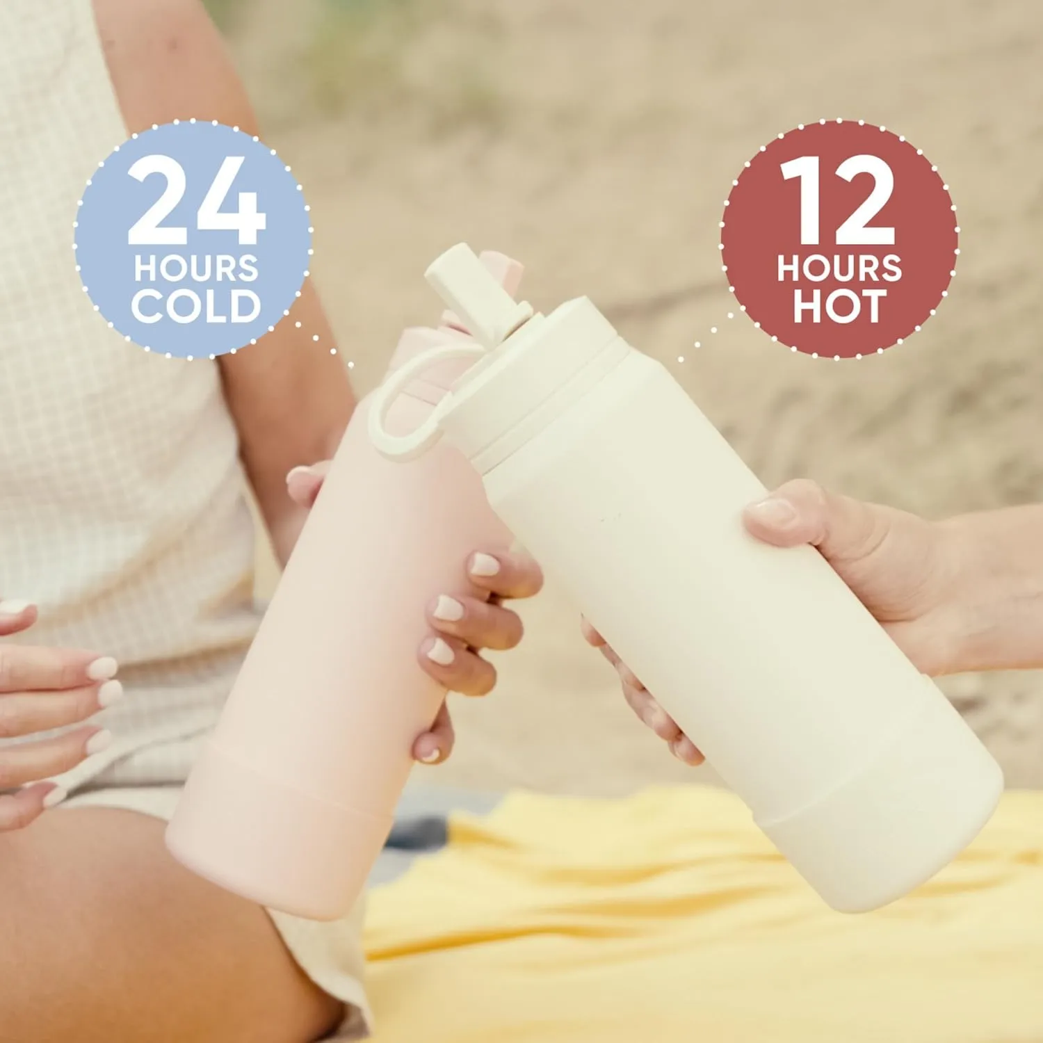 Hydrapeak 26oz Sport Insulated Water Bottle with Chug Lid, Leak & Spill Proof, Keeps Drinks Cold for 24 Hours, Hot for 12 Hours, Premium Stainless Steel Water Bottles (26oz, Ivory)