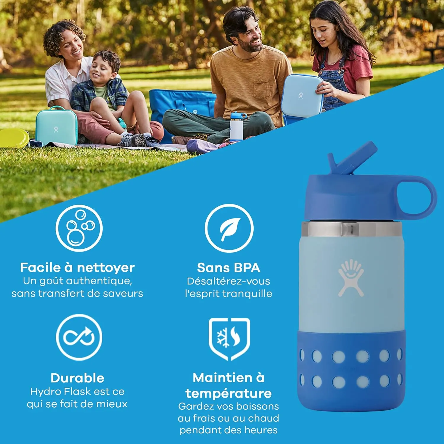 Hydro Flask - Kids Water Bottle 354 ml (12 oz) - Vacuum Insulated Stainless Steel Toddler Water Bottle - Silicone Flex Boot, Easy Sip Straw Lid