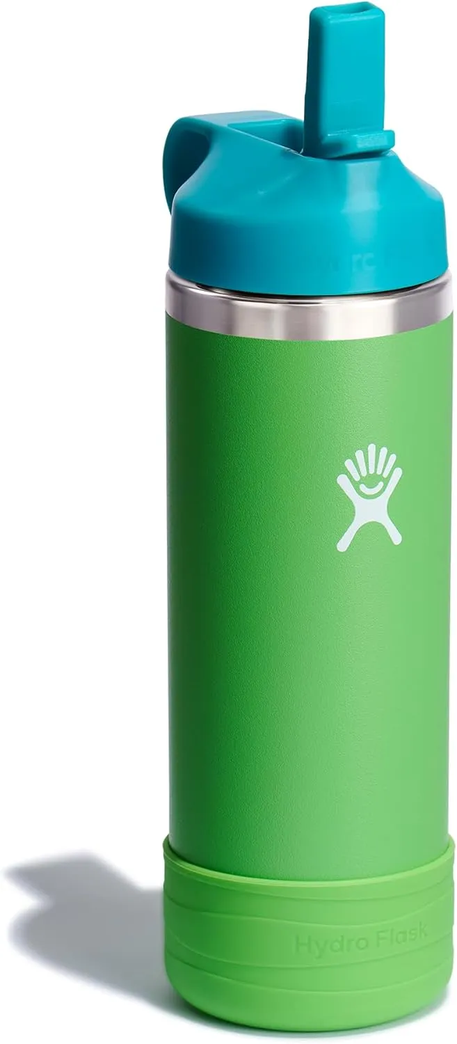 HYDRO FLASK Kids Water Bottle Jr. Stainless Steel Insulated With Straw Cap for Water, Milk, Juice, School, Camp, Sport, Play and Lunch, Easy to Clean, Leak-Resistant