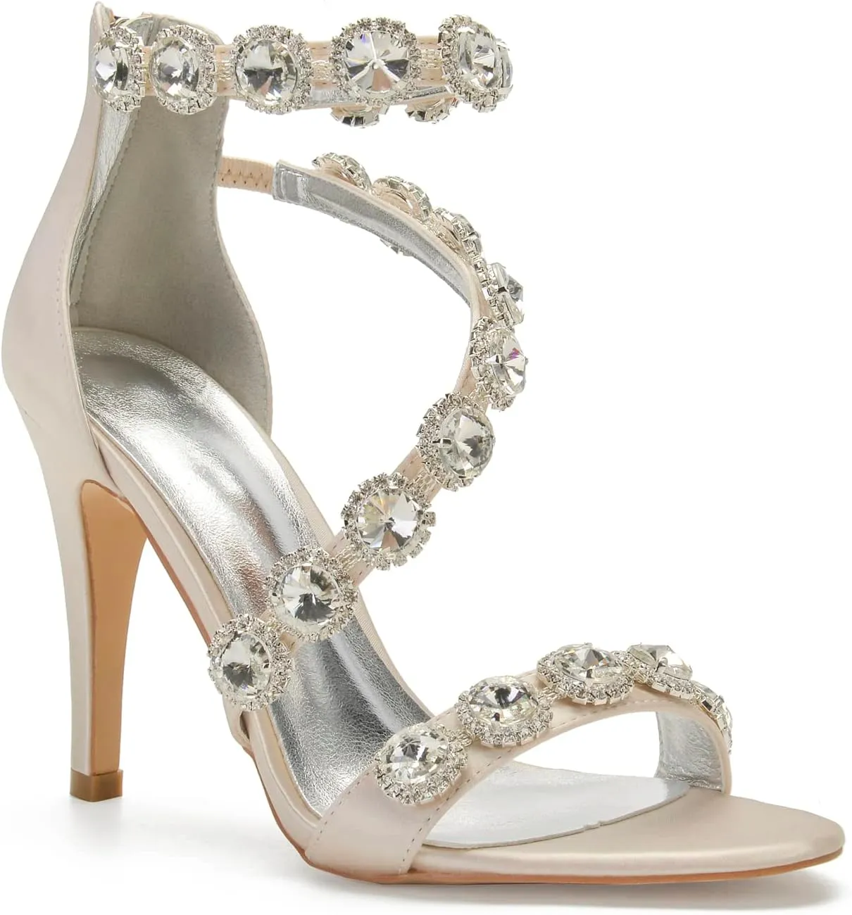 Hyinlays Women's Wedding Bridal Sandals Ankle Strap High Heel Pumps Crystal Formal Evening Prom Party Dress Shoes