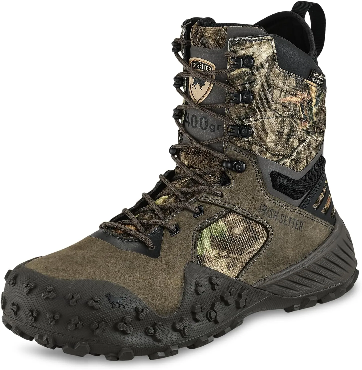 Irish Setter, VaprTrek, Men’s, 8", Waterproof, Insulated 400g, Hunting Boot, Mossy Oak Country Roots