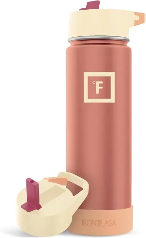 IRON °FLASK Camping & Hiking Hydration Flask with Straw Lid & Boot - Stainless Steel, Double Walled & Vacuum Insulated Water Bottle - Leak Proof & BPA Free (Dream Sunset, Straw - 22 oz)