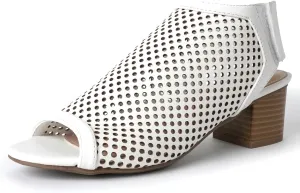 J. Adams Maddie Booties for Women - Peep Toe Low Block Heel Hook & Loop Strap