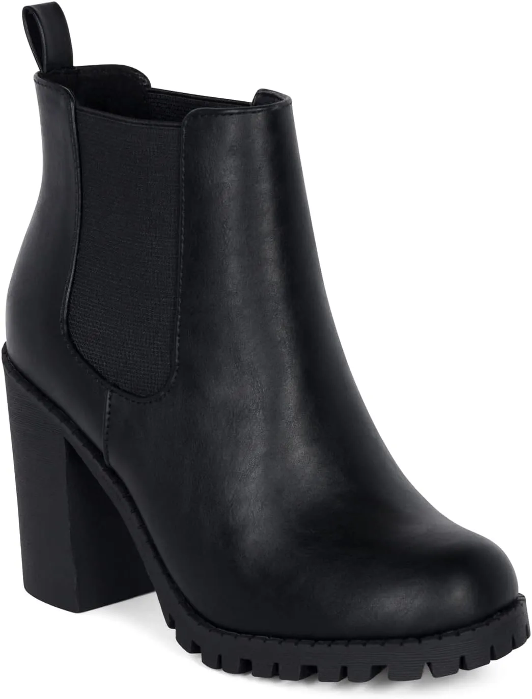 JADE Ankle Boot w/Lug Sole Elastic Gore and Chunky Heel