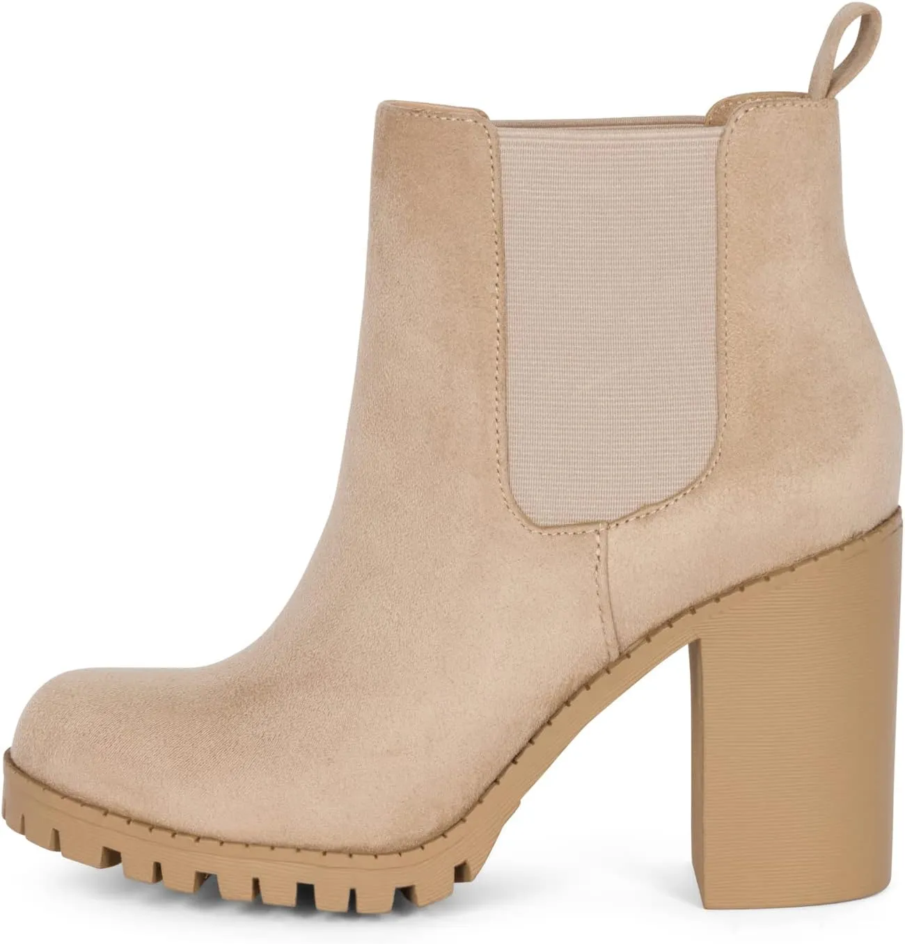 JADE Ankle Boot w/Lug Sole Elastic Gore and Chunky Heel