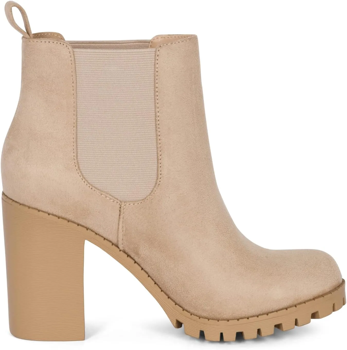 JADE Ankle Boot w/Lug Sole Elastic Gore and Chunky Heel