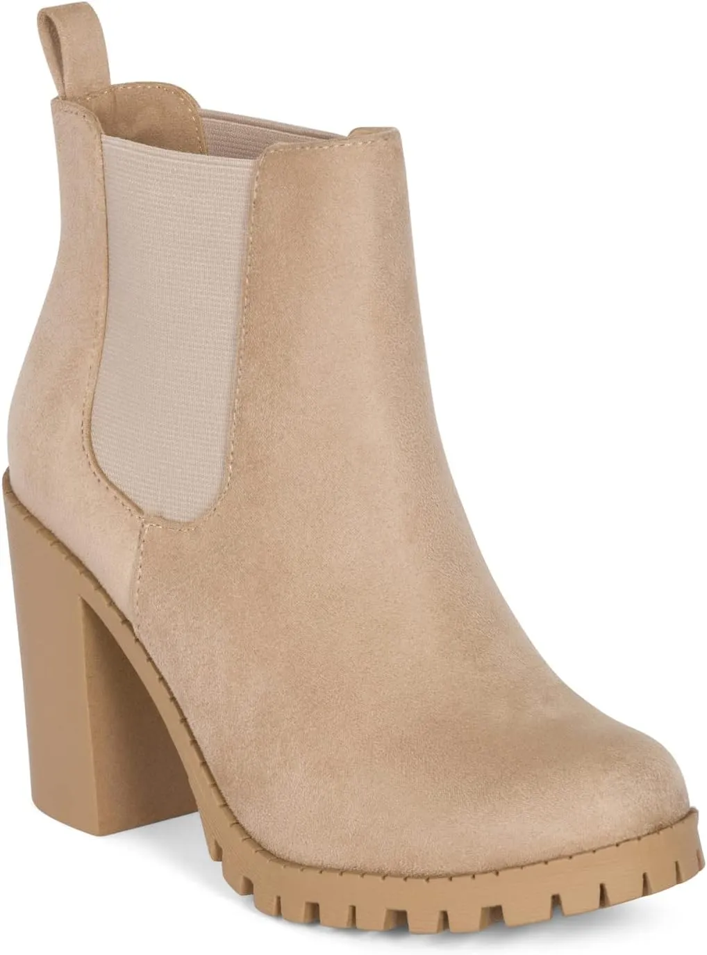 JADE Ankle Boot w/Lug Sole Elastic Gore and Chunky Heel