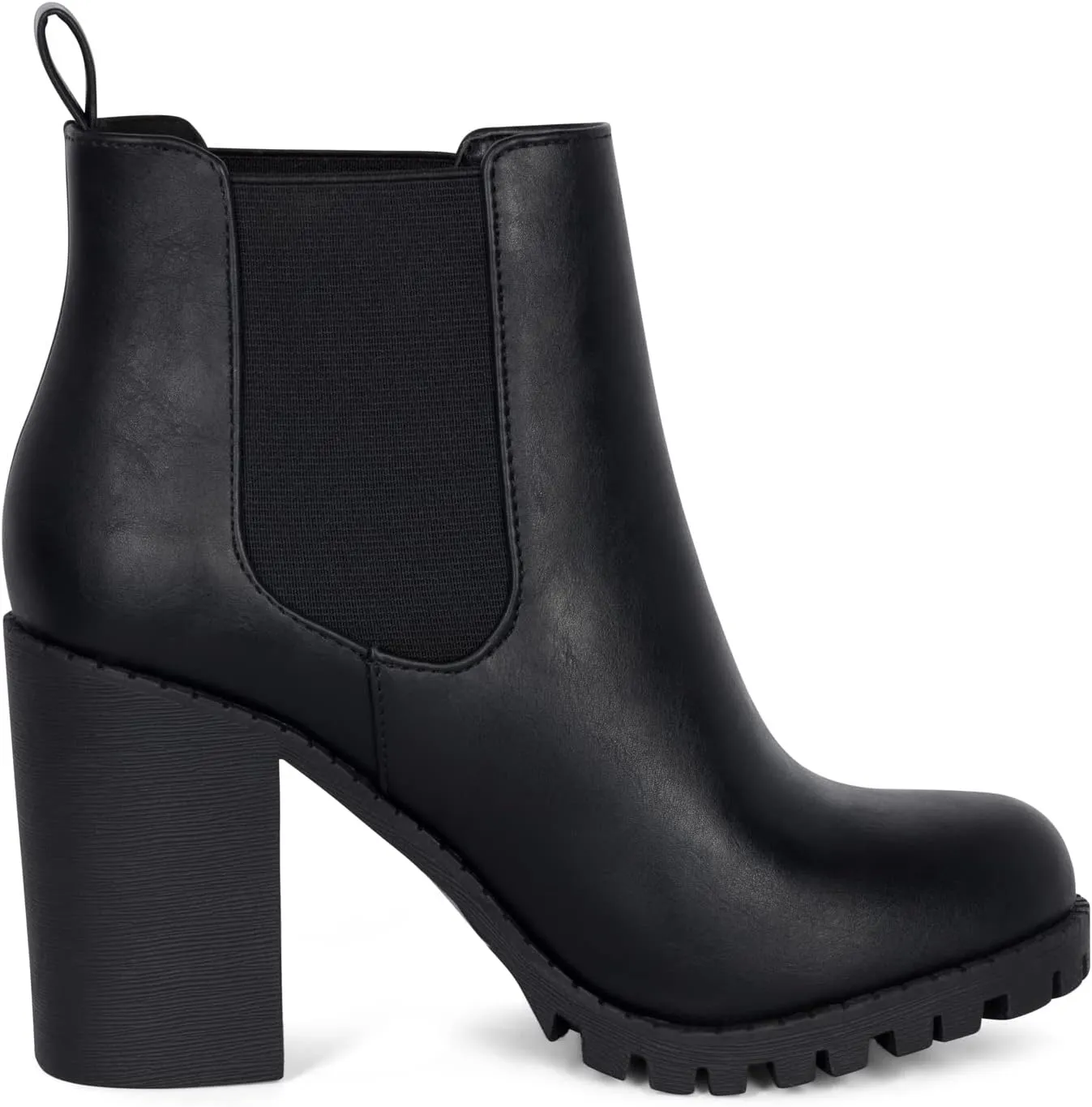 JADE Ankle Boot w/Lug Sole Elastic Gore and Chunky Heel