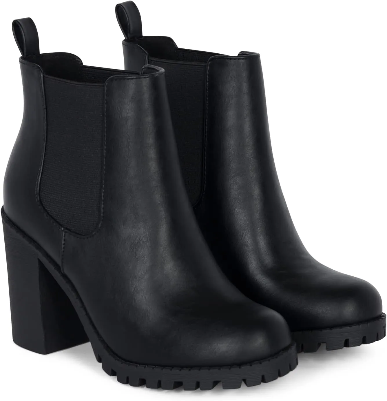 JADE Ankle Boot w/Lug Sole Elastic Gore and Chunky Heel