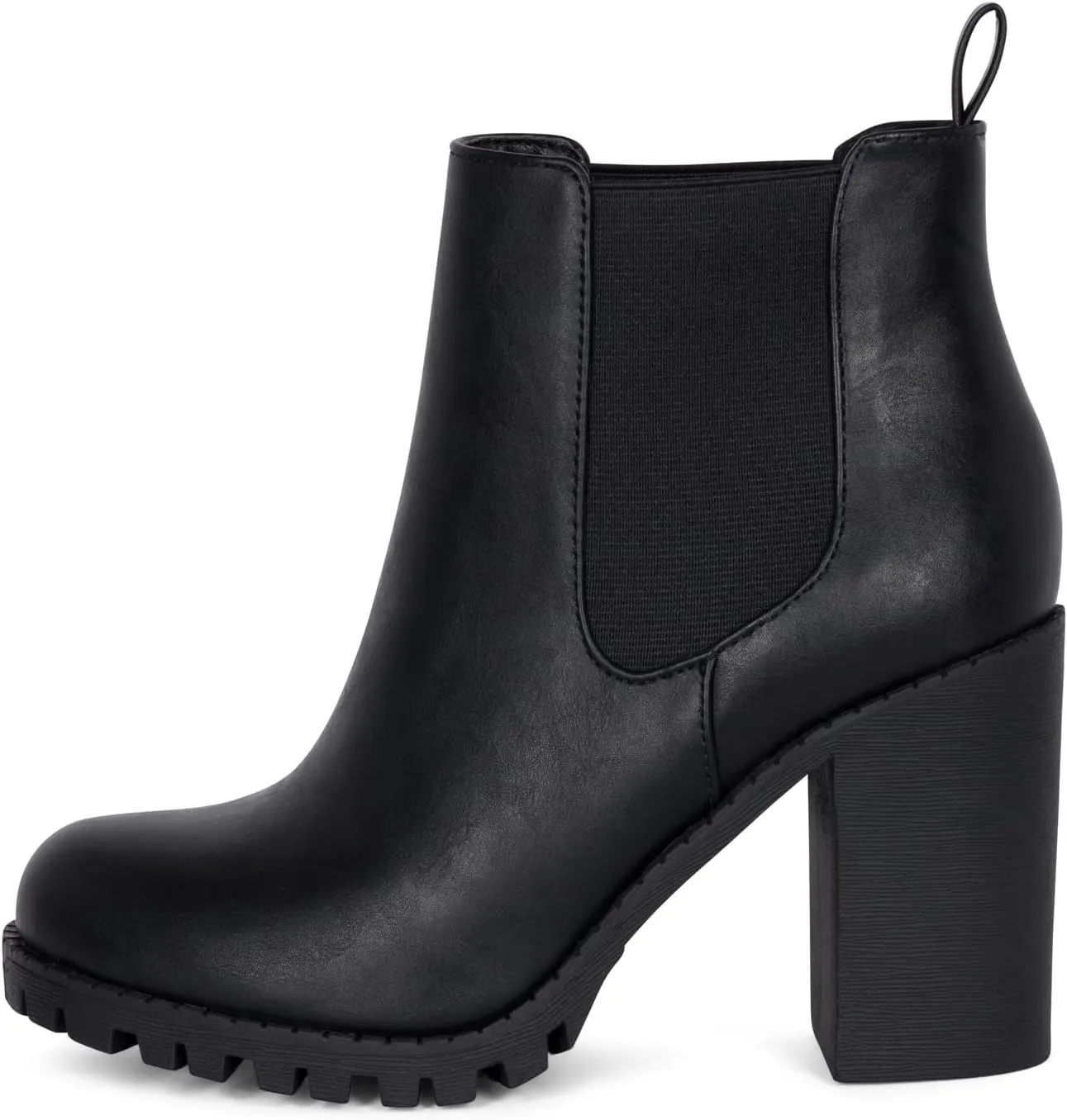 JADE Ankle Boot w/Lug Sole Elastic Gore and Chunky Heel