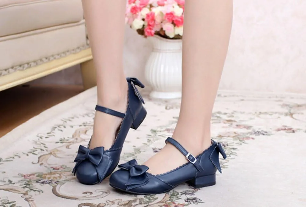 Japanese Sweet Lolita Block Low Heel Round Toe Mary Jane Shoes